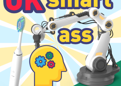 OK Smart-ass logo with toothbrush and robot